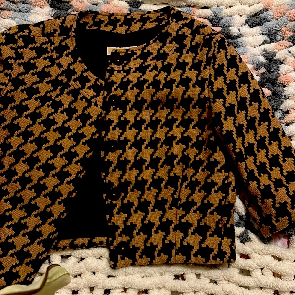 Chic Houndstooth Cropped Jacket Michael Kors Xs - image 6